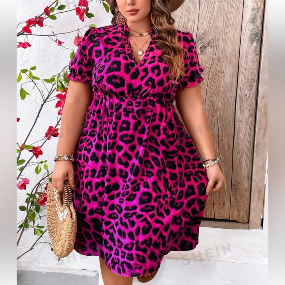 SHEIN Pink Leopard Print Dress